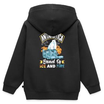 Expédition Antarctique terre de feu et de glace - Sweat Premium à capuche zippé enfant bio - noir - Dos - AI Model Kid Male (0cm)
