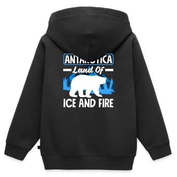 Expédition Antarctique terre de feu et de glace - Sweat Premium à capuche zippé enfant bio - noir - Dos - AI Model Kid Male (0cm)