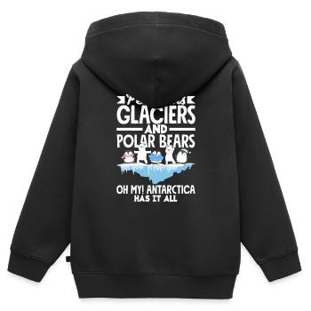 Penguins Glaciers and Polar Bears Expedition - Kinder Premium Organic Zip Hoodie - Schwarz - Hinten - AI Model Kid Male (0cm)