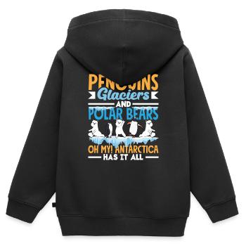 Penguins Glaciers and Polar Bears Expedition - Kinder Premium Organic Zip Hoodie - Schwarz - Hinten - AI Model Kid Male (0cm)