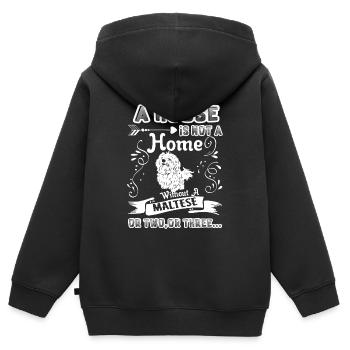 Maltese Home Without Maltese - Kids Premium Organic Zip-up Hoodie - black - Back - AI Model Kid Male (0cm)