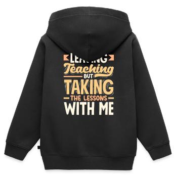 Quitter l’enseignement mais prendre les leçons avec moi - Sweat Premium à capuche zippé enfant bio - noir - Dos - AI Model Kid Male (0cm)