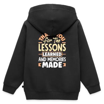 Merci pour les leçons apprises et les souvenirs - Sweat Premium à capuche zippé enfant bio - noir - Dos - AI Model Kid Male (0cm)