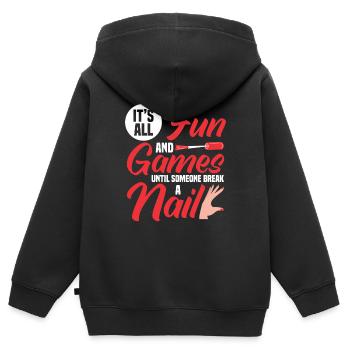 Nagellack Nageldesign Manicure Nagelstudio Nägel - Kinder Premium Organic Zip Hoodie - Schwarz - Hinten - AI Model Kid Male (0cm)