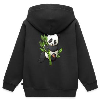 Knuffiger Panda mit Bambuszweig - Kinder Premium Organic Zip Hoodie - Schwarz - Hinten - AI Model Kid Male (0cm)