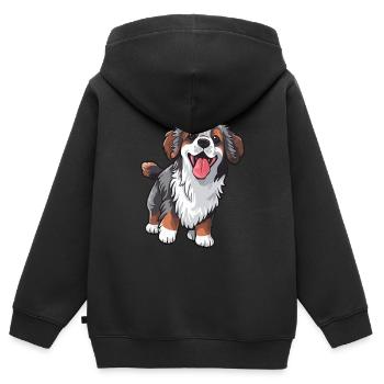 Treuer süßer Hund - Kinder Premium Organic Zip Hoodie - Schwarz - Hinten - AI Model Kid Male (0cm)