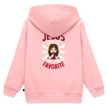 Jesus Christianity God Praying Prayer Pastor - Kids Premium Organic Zip-up Hoodie - rose - Back - AI Model Kid Female (0cm)