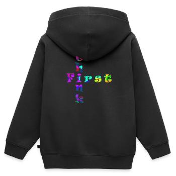 Pensez d’abord - Sweat Premium à capuche zippé enfant bio - noir - Dos - AI Model Kid Male (0cm)