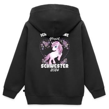 Ich Werde Eine Große Schwester 2024 - Kinder Premium Organic Zip Hoodie - Schwarz - Hinten - AI Model Kid Male (0cm)