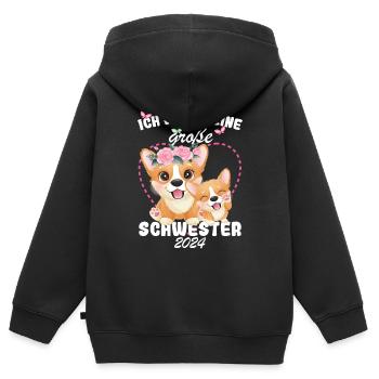 Ich Werde Eine Große Schwester 2024 - Kinder Premium Organic Zip Hoodie - Schwarz - Hinten - AI Model Kid Male (0cm)