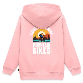 Père Papa Vététiste - Sweat Premium à capuche zippé enfant bio - rose - Dos - AI Model Kid Female (0cm)