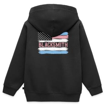 US Pride Smith Metal Work Gift Idea - Sweat Premium à capuche zippé enfant bio - noir - Dos - AI Model Kid Male (0cm)