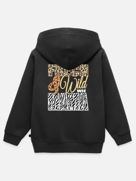 Frech und Wild wie Mama - Kinder Premium Organic Zip Hoodie - Schwarz