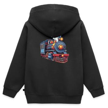 Niedliche Zug Eisenbahn Lokomotive - Kinder Premium Organic Zip Hoodie - Schwarz - Hinten - AI Model Kid Male (0cm)