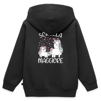 Sorella Maggiore Unicorno Annuncio Gravidanza - Kinder Premium Organic Zip Hoodie - Schwarz - Hinten - AI Model Kid Male (0cm)