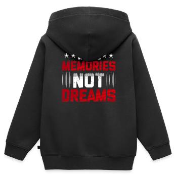 Schaffe dir Erinnerungen, keine Träume - lebe nun - Kinder Premium Organic Zip Hoodie - Schwarz - Hinten - AI Model Kid Male (0cm)