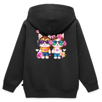 Amis chats - Sweat Premium à capuche zippé enfant bio - noir - Dos - AI Model Kid Male (0cm)