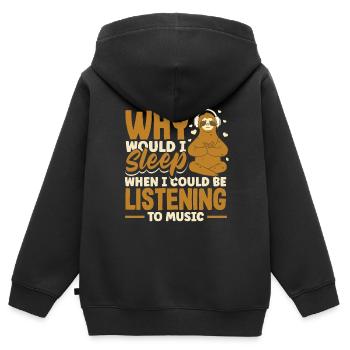 Why would I sleep when I could be listening to - Kinder Premium Organic Zip Hoodie - Schwarz - Hinten - AI Model Kid Male (0cm)