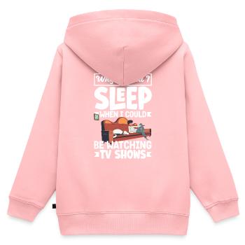 Pourquoi devrais-je dormir alors que je pourrais regarder la télévision - Sweat Premium à capuche zippé enfant bio - rose - Dos - AI Model Kid Female (0cm)