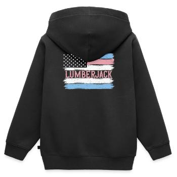 US Pride Lumberer Logger Gift Idea - Kinder Premium Organic Zip Hoodie - Schwarz - Hinten - AI Model Kid Male (0cm)