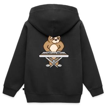 Sloth Keyboard Player Music Kids Keyboard - Kids Premium Organic Zip-up Hoodie - black - Back - AI Model Kid Male (0cm)