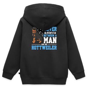 Never Stand Between A Man And His Rottweiler Copy - Kids Premium Organic Zip-up Hoodie - black - Back - AI Model Kid Male (0cm)