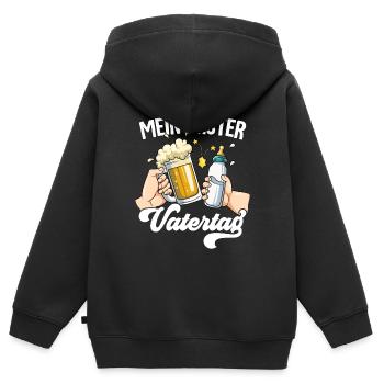 Erster Vatertag - Kinder Premium Organic Zip Hoodie - Schwarz - Hinten - AI Model Kid Male (0cm)