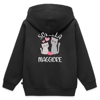 Sorella Maggiore Gattino Annuncio Gravidanza - Kinder Premium Organic Zip Hoodie - Schwarz - Hinten - AI Model Kid Male (0cm)