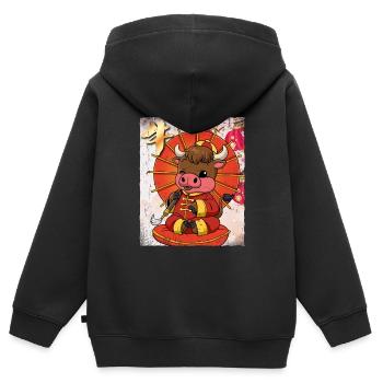 Jahr Des Ochsens Mondneujahrsfest Chinesisches - Kinder Premium Organic Zip Hoodie - Schwarz - Hinten - AI Model Kid Male (0cm)