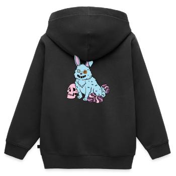 Lapin gothique Lapin gothique Gothique Pâques Emo Goth - Sweat Premium à capuche zippé enfant bio - noir - Dos - AI Model Kid Male (0cm)