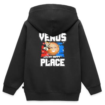Cadeau Planète Vénus - Sweat Premium à capuche zippé enfant bio - noir - Dos - AI Model Kid Male (0cm)
