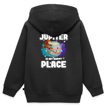 Jupiter Planet Gift - Sweat Premium à capuche zippé enfant bio - noir - Dos - AI Model Kid Male (0cm)