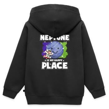 Cadeau Neptune Planet - Sweat Premium à capuche zippé enfant bio - noir - Dos - AI Model Kid Male (0cm)