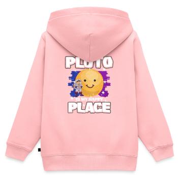 Pluto Planet Geschenk - Kinder Premium Organic Zip Hoodie - Rosa - Hinten - AI Model Kid Female (0cm)