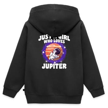 Fille Jupiter Cadeau - Sweat Premium à capuche zippé enfant bio - noir - Dos - AI Model Kid Male (0cm)