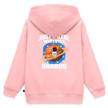Fille Uranus Cadeau - Sweat Premium à capuche zippé enfant bio - rose - Dos - AI Model Kid Female (0cm)