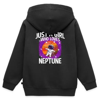 Fille Neptune Cadeau - Sweat Premium à capuche zippé enfant bio - noir - Dos - AI Model Kid Male (0cm)