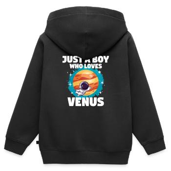 Cadeau Planète Vénus - Sweat Premium à capuche zippé enfant bio - noir - Dos - AI Model Kid Male (0cm)