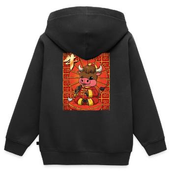Jahr Des Ochsens Mondneujahrsfest Chinesisches - Kinder Premium Organic Zip Hoodie - Schwarz - Hinten - AI Model Kid Male (0cm)