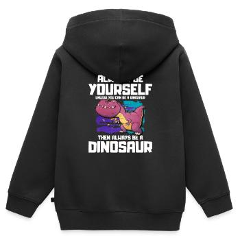 T-Rex - Sweat Premium à capuche zippé enfant bio - noir - Dos - AI Model Kid Male (0cm)