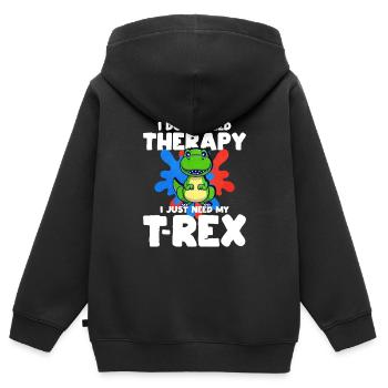 T-Rex - Sweat Premium à capuche zippé enfant bio - noir - Dos - AI Model Kid Male (0cm)