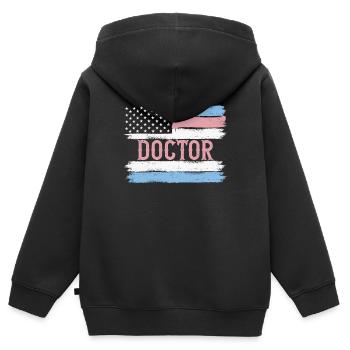 US Pride Médecin Médecin Doc Idée cadeau - Sweat Premium à capuche zippé enfant bio - noir - Dos - AI Model Kid Male (0cm)