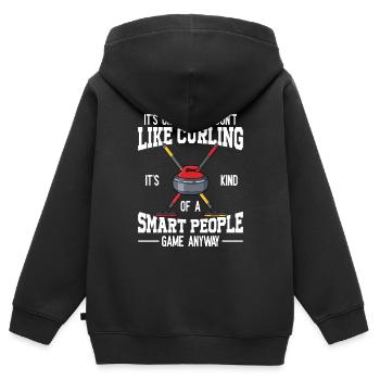 Locken - Kinder Premium Organic Zip Hoodie - Schwarz - Hinten - AI Model Kid Male (0cm)