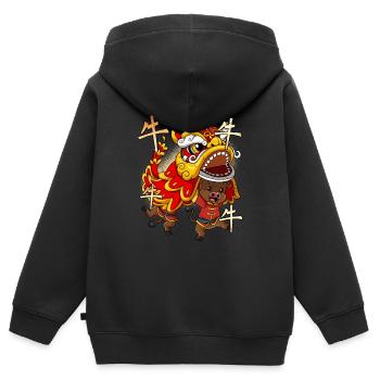 Jahr Des Ochsens Mondneujahrsfest Chinesisches - Kinder Premium Organic Zip Hoodie - Schwarz - Hinten - AI Model Kid Male (0cm)