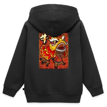 Jahr Des Ochsens Mondneujahrsfest Chinesisches - Kinder Premium Organic Zip Hoodie - Schwarz - Hinten - AI Model Kid Male (0cm)