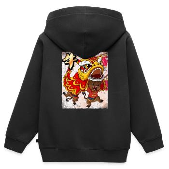 Jahr Des Ochsens Mondneujahrsfest Chinesisches - Kinder Premium Organic Zip Hoodie - Schwarz - Hinten - AI Model Kid Male (0cm)