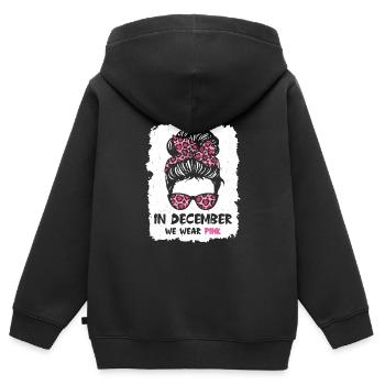 In Dezember We Wear Pink - Kinder Premium Organic Zip Hoodie - Schwarz - Hinten - AI Model Kid Male (0cm)