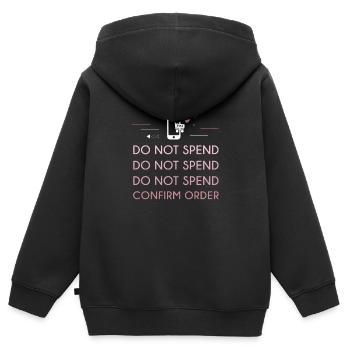 Lustiges Online-Shopping Bestätigen Sie die - Kinder Premium Organic Zip Hoodie - Schwarz - Hinten - AI Model Kid Male (0cm)
