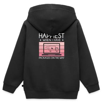 Cooler Online-Shopper, der am glücklichsten ist, - Kinder Premium Organic Zip Hoodie - Schwarz - Hinten - AI Model Kid Male (0cm)