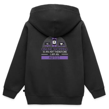 Humorvolles Online-Shopping ist eine Kunst, - Kinder Premium Organic Zip Hoodie - Schwarz - Hinten - AI Model Kid Male (0cm)